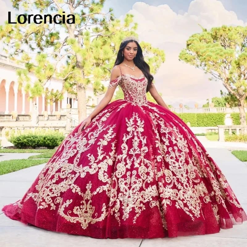 Abito Quinceanera bordeaux personalizzato Abito da ballo Applique in pizzo con perline Messico con mantello Dolce 16 Abiti da 15 anni YQD676