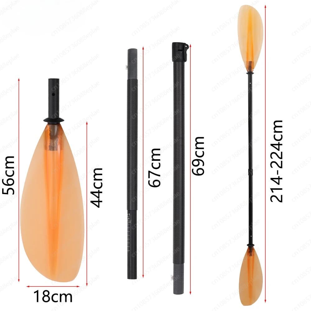Pagaia per kayak traslucida in fibra di vetro da 2 pezzi, remo per canoa spaccato leggero su entrambi i lati, ad alta resistenza e portatile