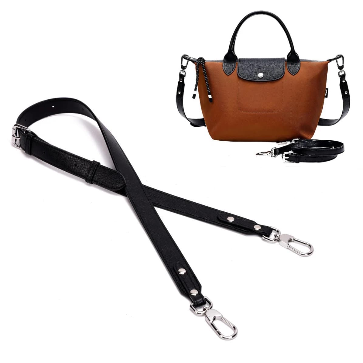 Leather bag shoulder strap for Longchamp Enegry Edit small bag with short handle without accessories for shoulder bags