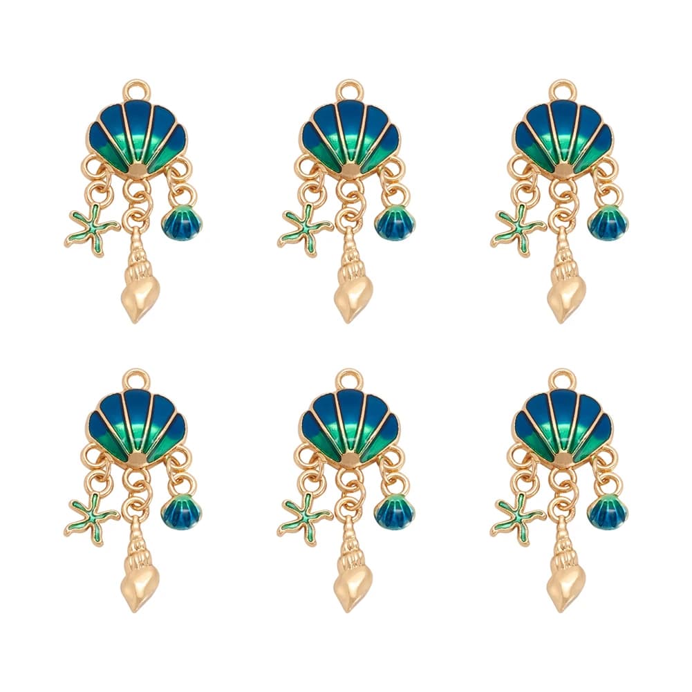 10pcs Alloy Enamel Shell Starfish Charms Pendants for Women Girls Jewelry Dangle Earrings Necklace DIY Making Findings