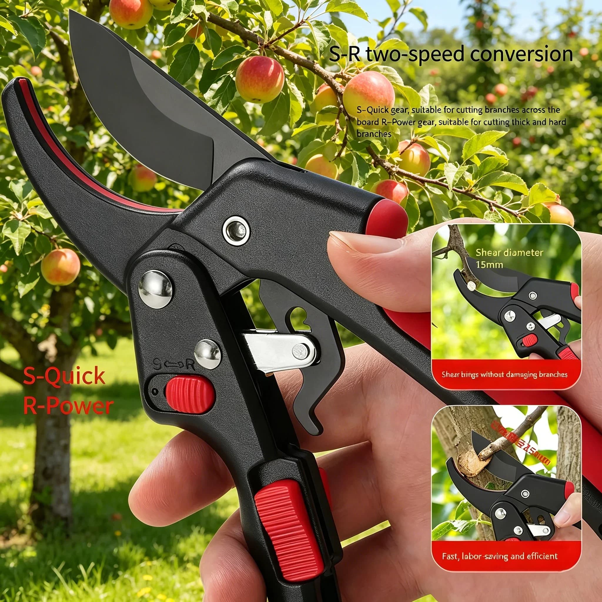 Professional Power Scissors SK5 - Garden Shears Sharpened for Thick Coppers, Flowers and Landscapes