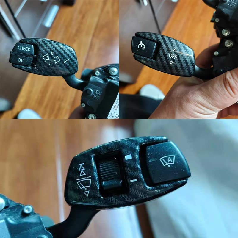 3 pz. Copertura Leva Tergicristallo e Indicatore di Direzione in Carbonio per Volante BMW Serie 5 E60 2008