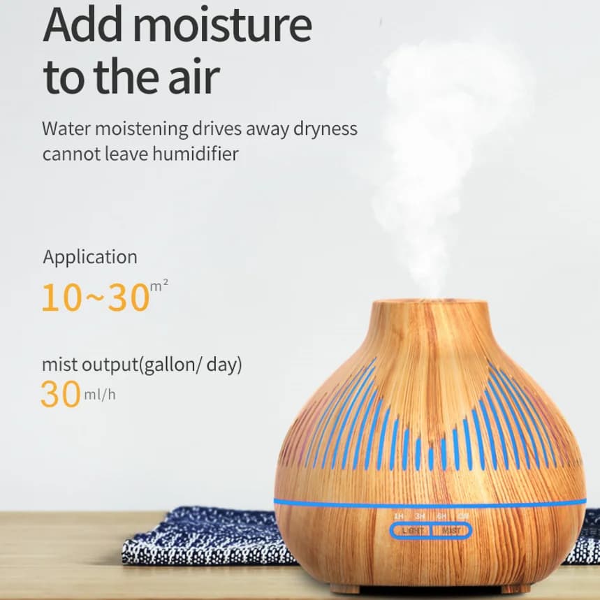 Umidificatore ad ultrasuoni con telecomando per diffusore di oli essenziali per aromaterapia da 400 ml con luce notturna a LED a 7 colori
