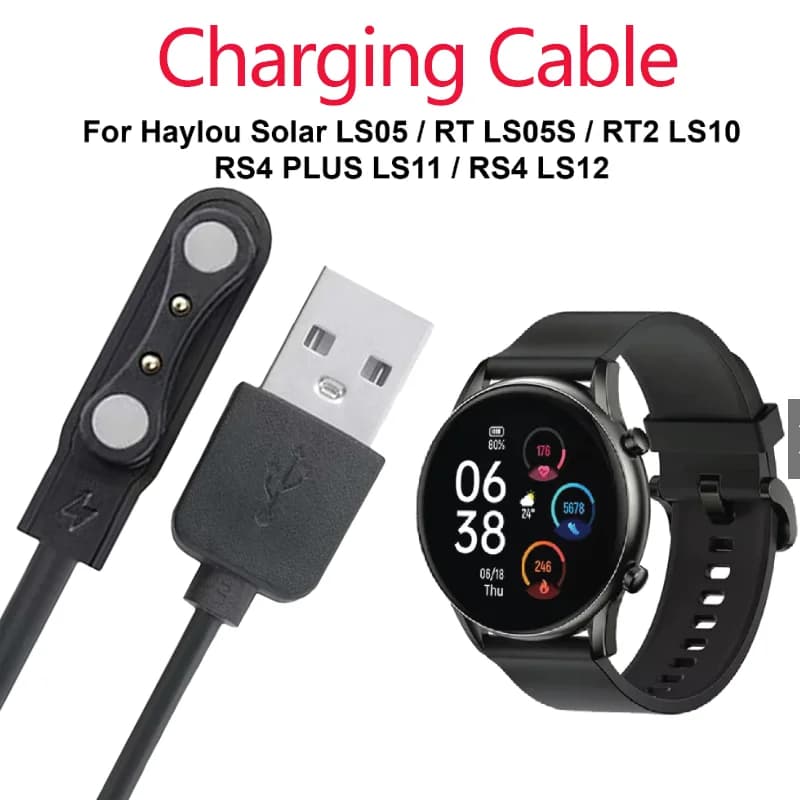 Cavo di ricarica USB a 2 pin per Xiaomi Haylou RT LS05S/YAMAY SW022/MI IMILAB KW66/Haylou Sloar LS05/Ticwatch CXB01 Smartwatch Charger