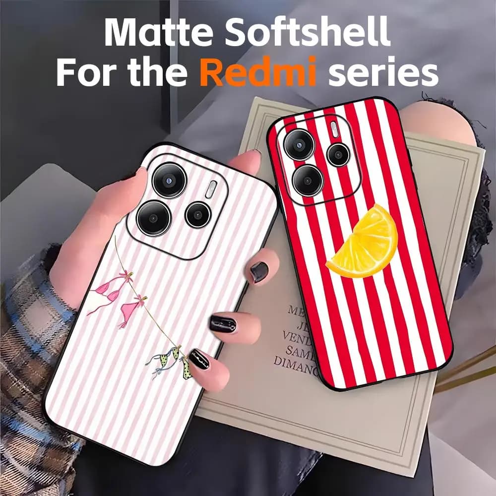 striped background,beach swimsuit Phone Case Soft Black Phone Cover For Redmi Note11 12 13 14Pro Plus S 5G 14C A3