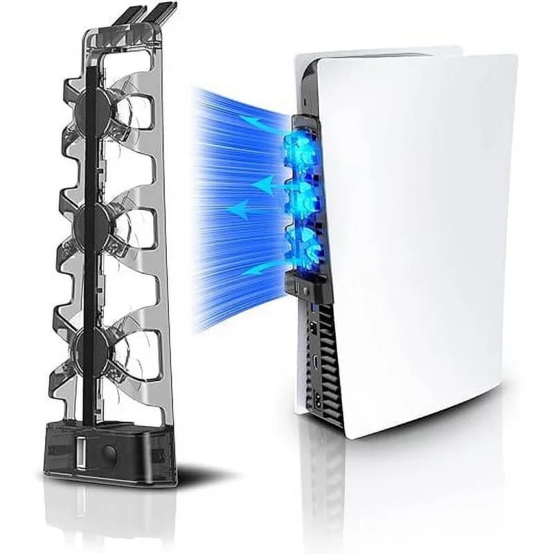 Accessori PS5 ventola di raffreddamento con luce a LED, sia per versioni a disco che digitali, sistema di raffreddamento efficiente, compatibile orizzontale