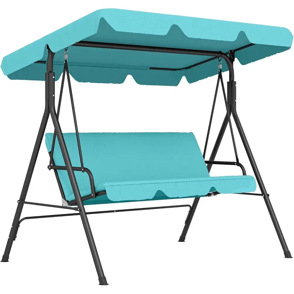3-seater outdoor rocking chair with removable cushion, support with steel structure and canopy with adjustable tilt for patio, garden, swimming pool
