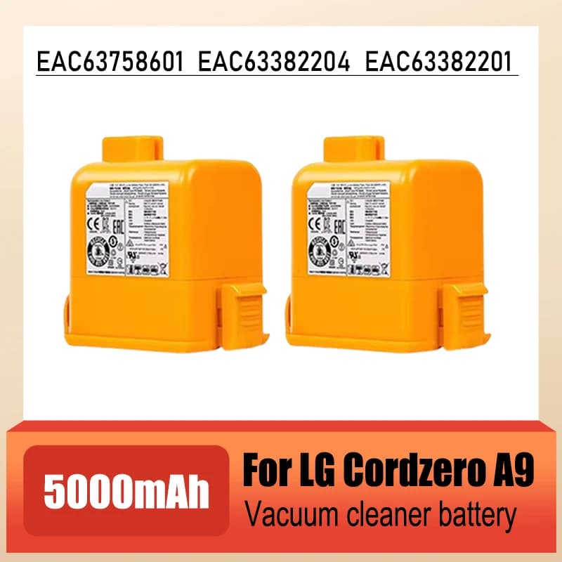 For LG Cord Zero A9 vacuum cleaner battery replacement, compatible with EAC63382201 EAC63382204 EAC63758601