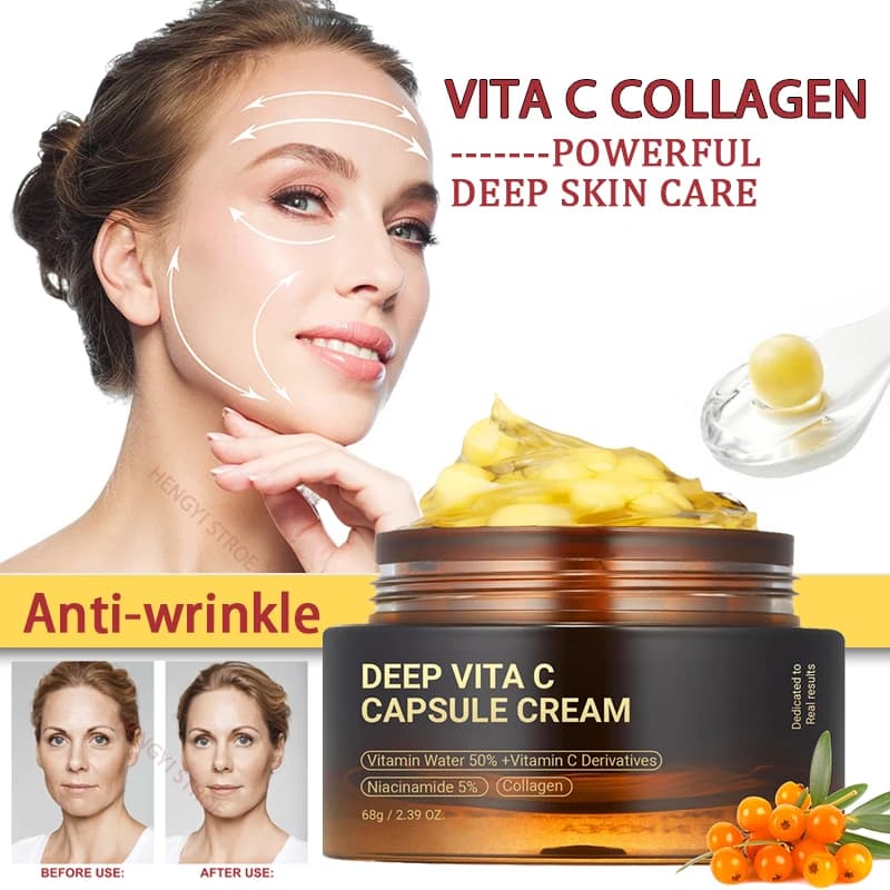 Anti Rughe Vita C Capsules Collagen Cream Viso Gel Anti Aging Radiant Repair Lines Dissolvency Korean Products for Skin Care 2.39 oz