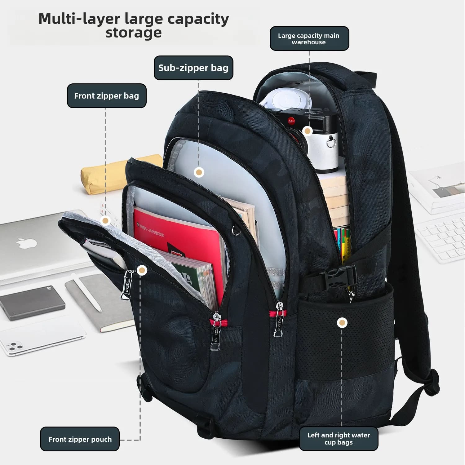 Student School Bag PIKBEAR Large Capacity Waterproof Backpack Primary Junior High Teenager Daily Travel Bookbag Rucksack