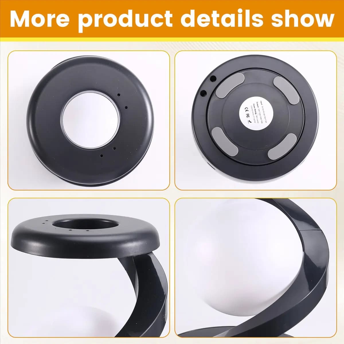 ABAB LED 360 ° Rotating Night Lamp with Wireless Charger, Rechargeable Wireless Table Lamp, LED Night Light