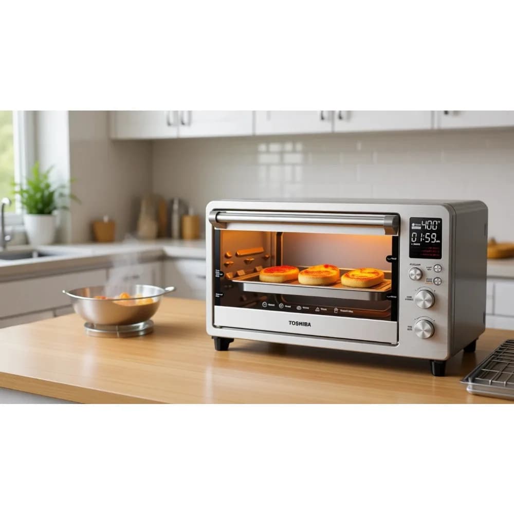 Grande Friggitrice ad Aria 12-in-1 da 26QT con Forno Tostapane, Elettrodomestico da Banco in Acciaio Inossidabile