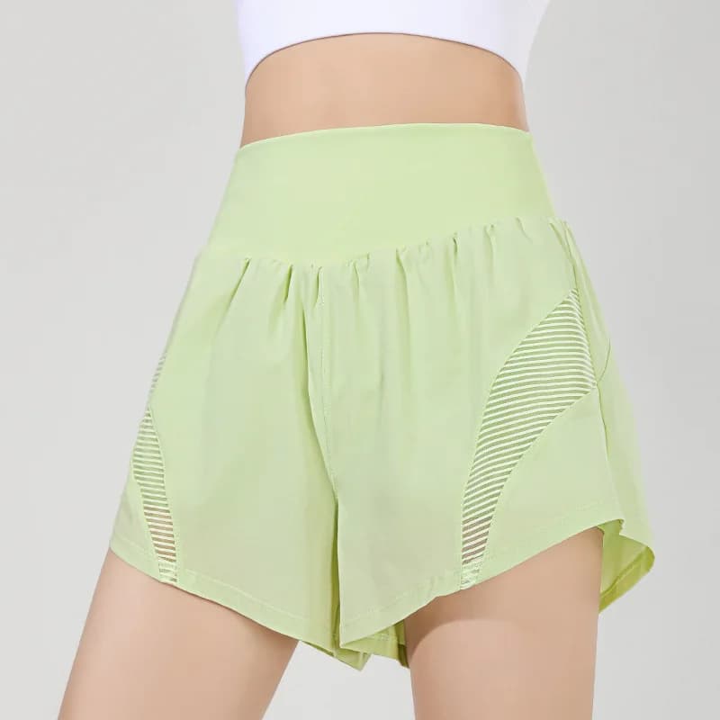High Waist Women Yoga Shorts Mesh Patchwork Quick Dry Workout Running Sports Short Fitness Gym Pilates Comfortable Shorts
