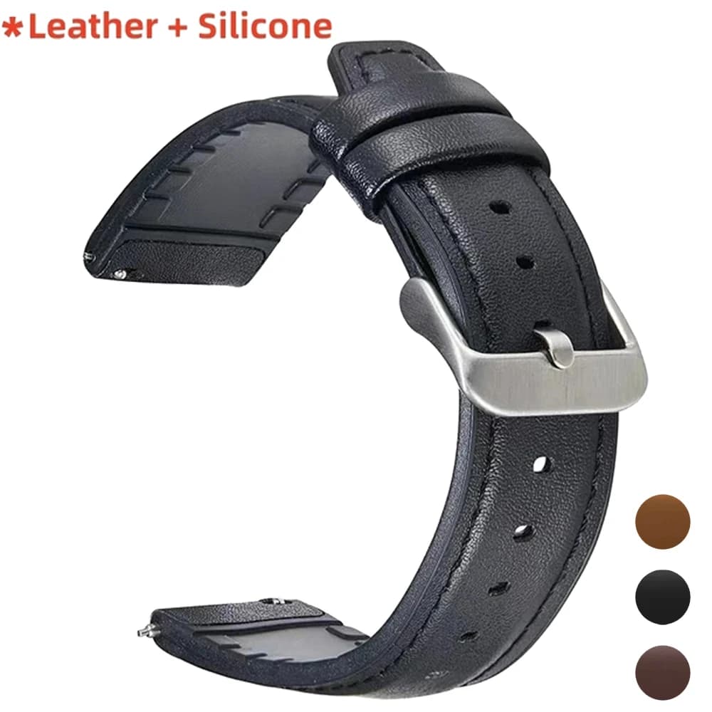 For COROS APEX 4 42mm/PACE 3/PACE Pro/APEX 2 Pro/APEX 46mm Replacement Business Bracelet Accessories 22mm Leather+Silicone Strap