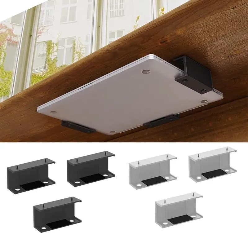 Supporto per laptop sotto la scrivania Supporto per ripiano da scrivania in ABS per notebook, tablet, scatole per cavi, modem, scatole per TV intelligenti