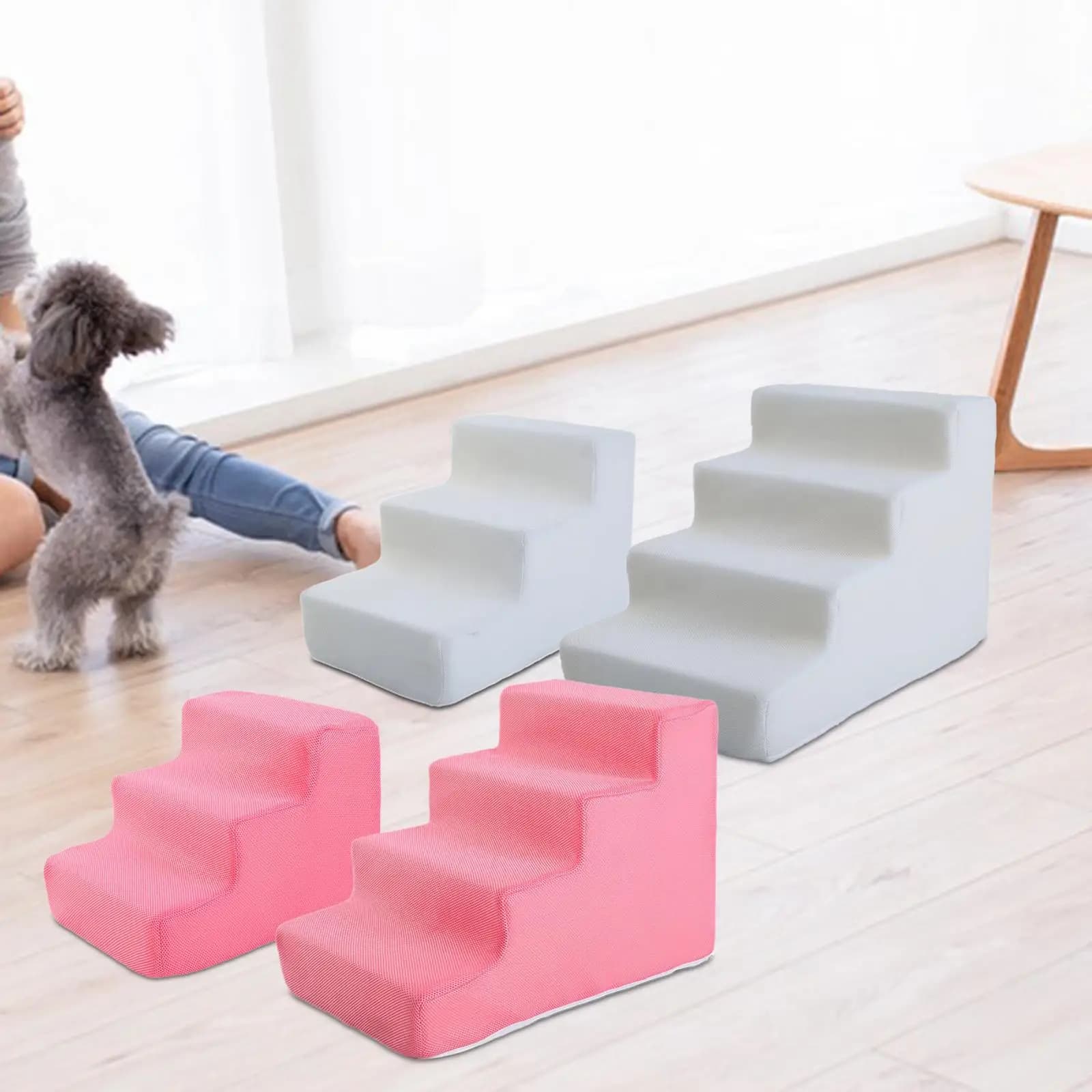 Pet Stairs for Small Dogs Lightweight Mesh Puppy Steps Balanced Ladder Indoor Support for Beds and Cars