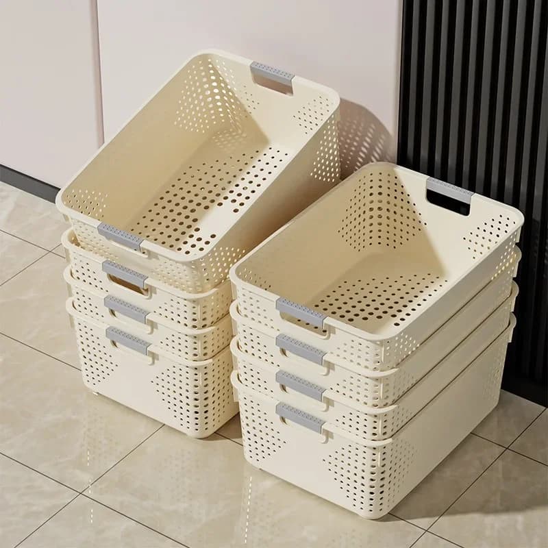 Cesto portaoggetti per snack e articoli vari, cesto portaoggetti in plastica per la casa, contenitore per armadietto da cucina, scatola portaoggetti per vestiti per dormitorio/armadio