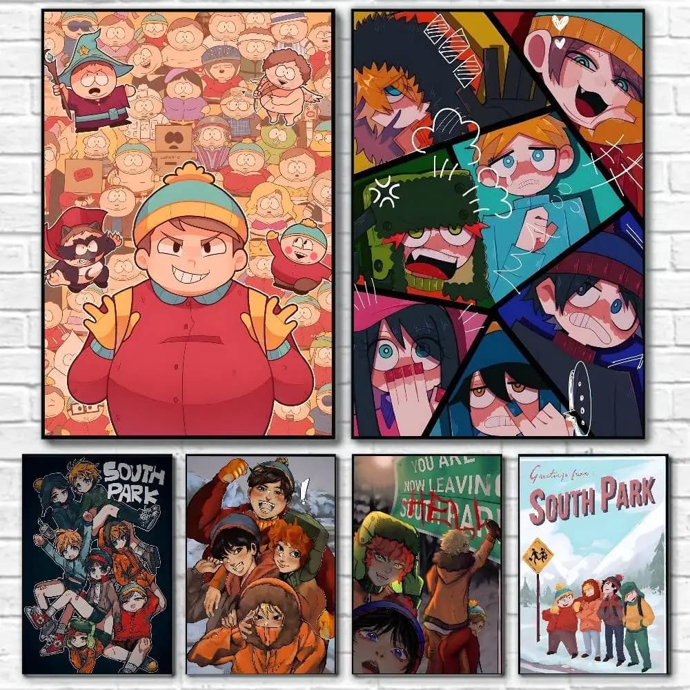 S-South Park Cartoon Poster Canvas painting poster with prints Home bedroom living room decoration gift