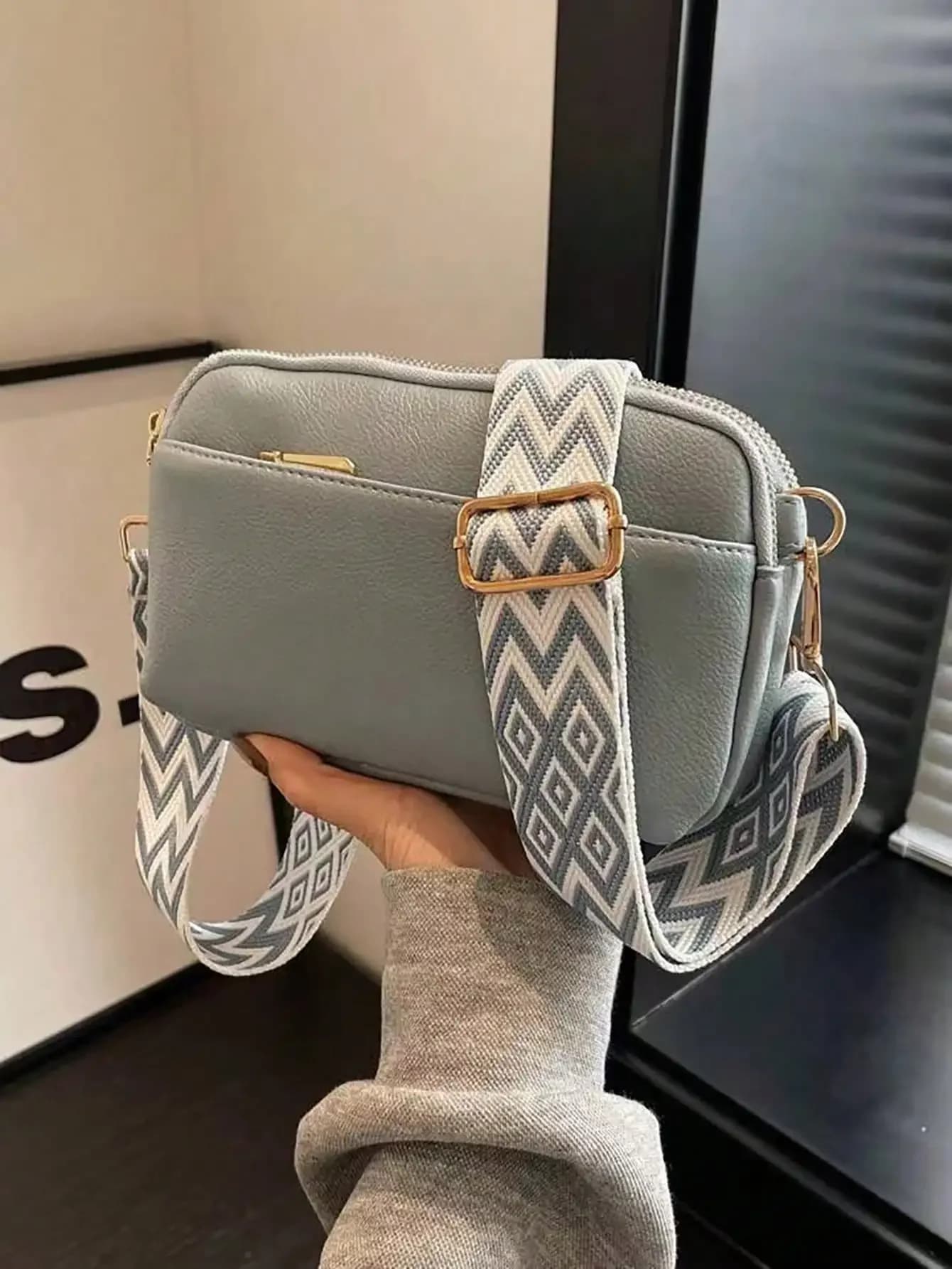 Motorcycle Simple Solid Color Crossbody Bag Shoulder Bag, Women Casual Handbag,Fashionable PU with Phon E Wallet