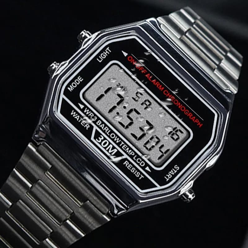 Luxury F91W Steel Strap Women's Watch Men's Watch Multifunction LED Digtal Wrist Watch Electronic