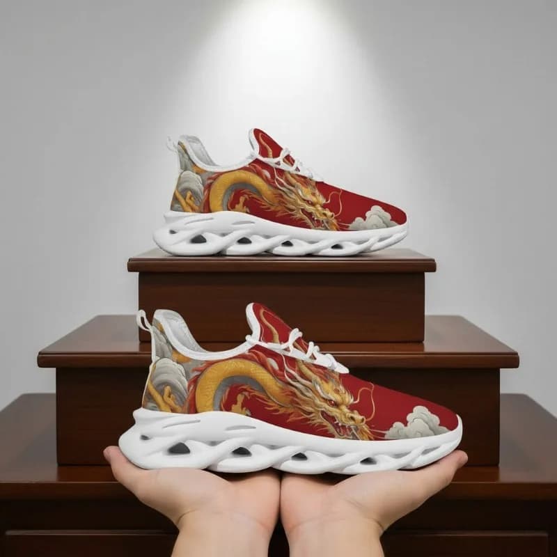 Scarpe da ginnastica da uomo Scarpe con stampa grafica drago cinese Scarpe da uomo Scarpe da allenamento da viaggio Scarpe da passeggio Scarpe sportive da corsa Scarpe da ginnastica da uomo