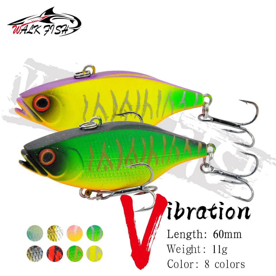 WALK FISH 1PCS 60mm 11g Vibration Wobblers Lipless Crankbaits Angler's Fishing VIB Lures Hardbaits for Bass Pike