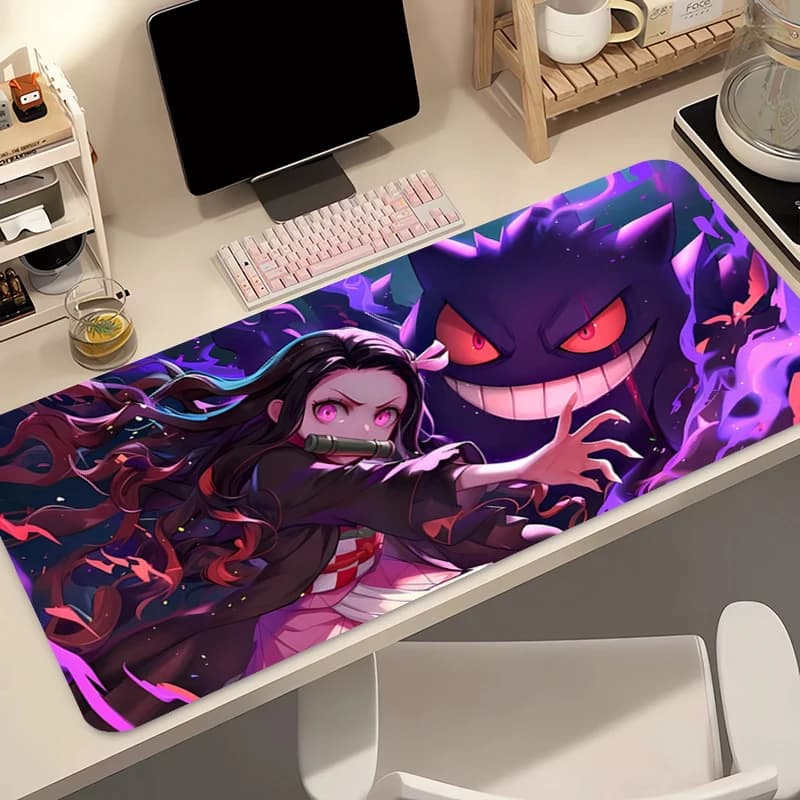 Tappetino per mouse Anime Pokemon Gengar, tappetino per tastiera da gioco di grandi dimensioni, tappetino per mouse da scrivania, tappetino in gomma per laptop, tappetino per mouse da gioco xxl