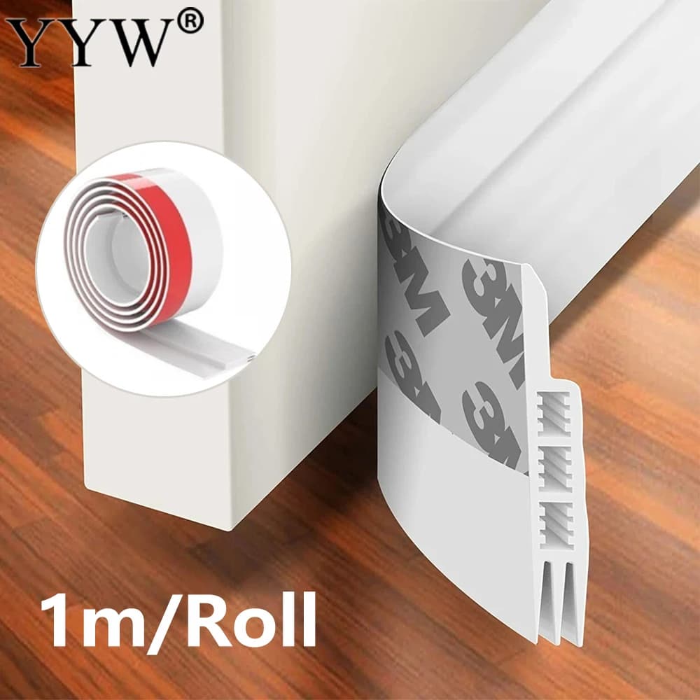 Guarnizione in Silicone per Porta da 1m, Blocca-Correnti d'Aria Sottoporta con Adesivo Forte, Isolante Acustico e Termico, Antirumore