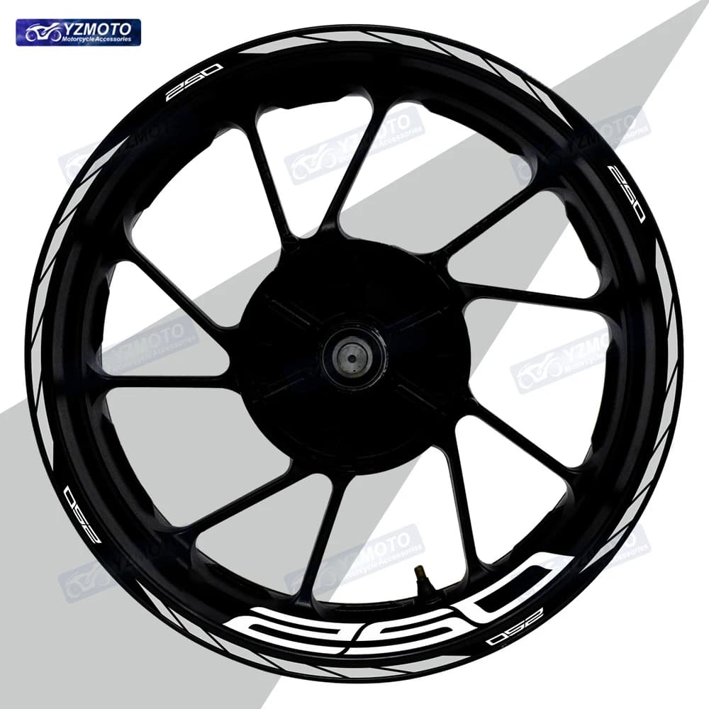For Z250 Motorcycle Front Rear 17 Inch Wheel Racing Sticker Decal Reflective Waterproof Decorative Hub Stripe Rim Stickers