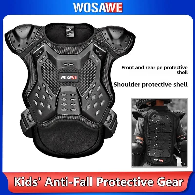 WOSAWE Kids Motorcycle Children Armor Vest Back Protection Motorbike Chest Back Protector Motocross Racing Vest Protective Gear