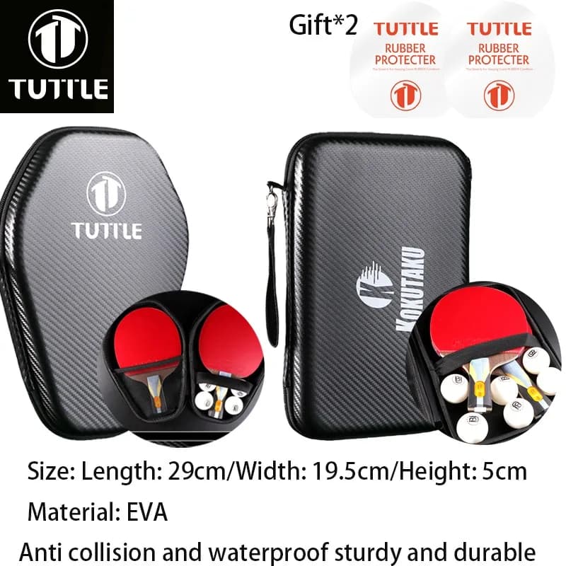 TUTTLE Copertura per racchetta da ping pong Borsa per racchetta con guscio rigido Borsa per racchetta da ping pong portatile impermeabile e anticollisione