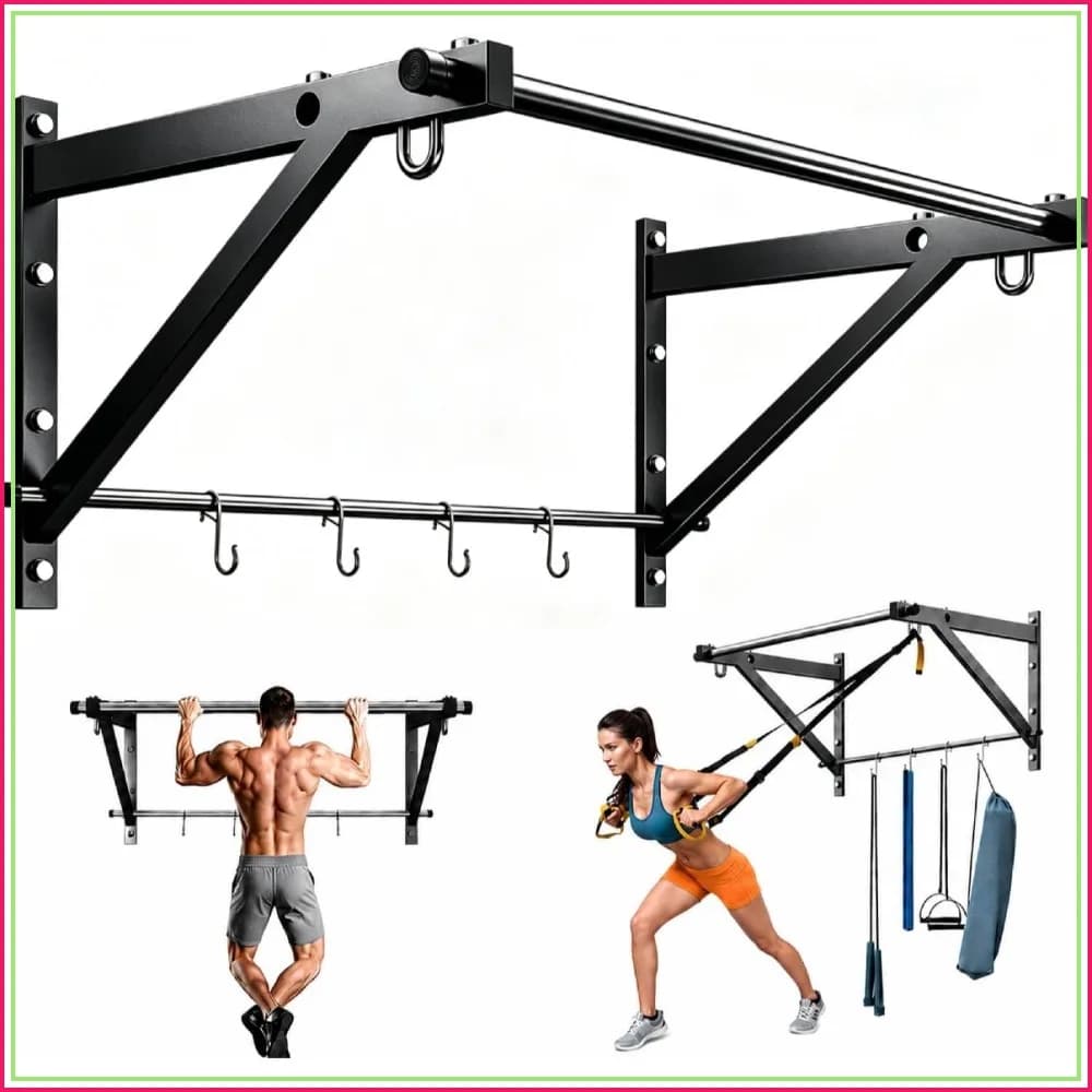 Wall Mounted Pull Up Bar, Heavy Duty Chin Up Bar with Adjustable Depth, 500LBS Capacity for Home Gym Strength Training