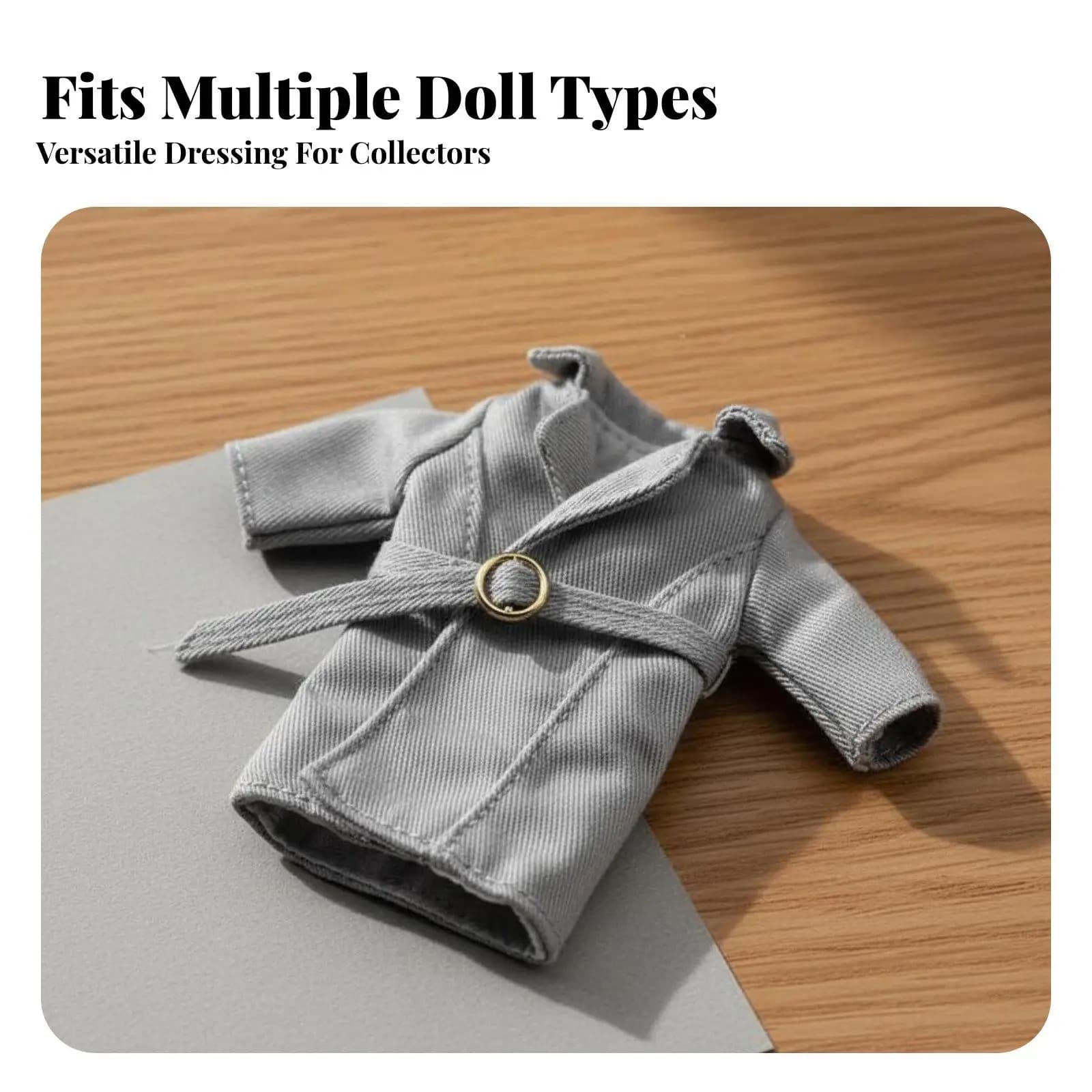 OB11 Doll Coat Long Design 1/12 Scale Doll Outerwear Belted Design Miniature