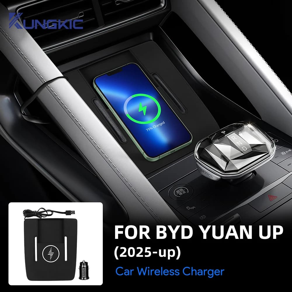 Caricabatterie Wireless per auto per BYD YUAN UP 2025-UP LHD RHD Supporto di ricarica wireless Accessori per caricabatterie per telefono cellulare