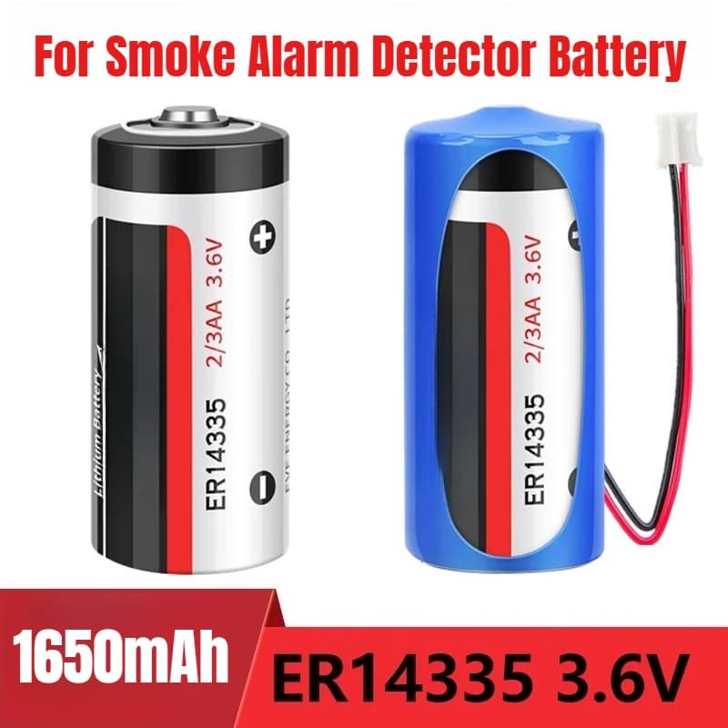 Batteria al litio 3,6 V 1650 mAh ER14335 3,6 V 2/3 AA per batteria rilevatore di allarme di fumo