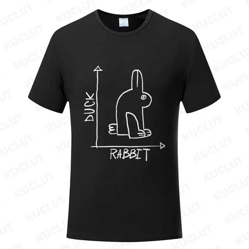 Mens Funny T-Shirt Rabbit Duck Design Regular T-shirts Short Sleeve Clothing Fashion Casual T-shirts Bunny Cartoon Fashion Tops