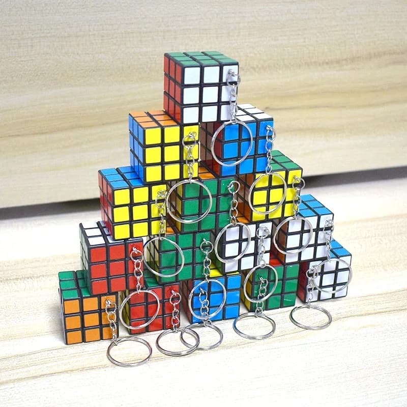 12 pz/set Mini Cubo Magico 3x3 cm Portachiavi Divertente Iperbole Puzzle Cubo Magico Pendenti E Ciondoli Portachiavi Gioelleria Raffinata E Alla Moda Regalo Nuovo