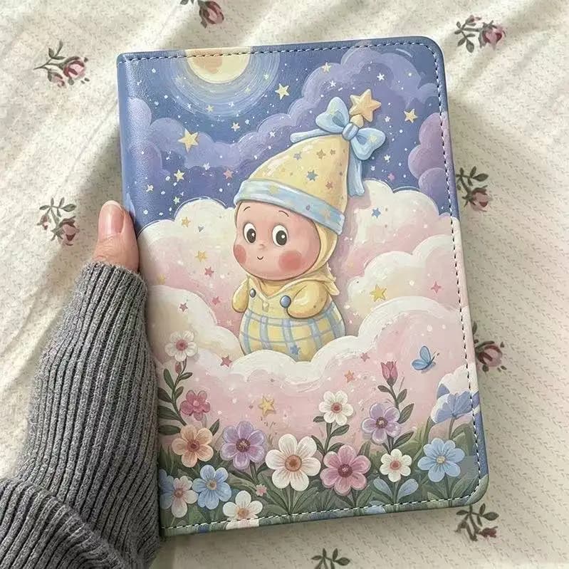 Cute Star Baby Pajama Notebook, Color Illustrated Journal, Kawaii Aesthetic Student Diary, Cartoon Handwriting Planner with