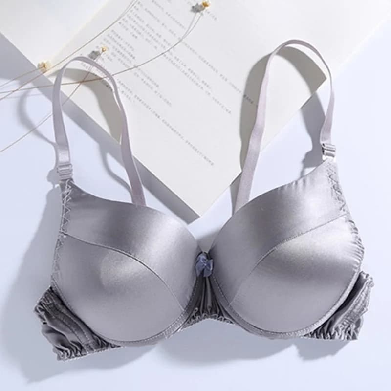 Reggiseno sottile primavera/estate 100% seta Reggiseno di seta intimo bifacciale senza anello in acciaio Comodo e traspirante di grandi dimensioni