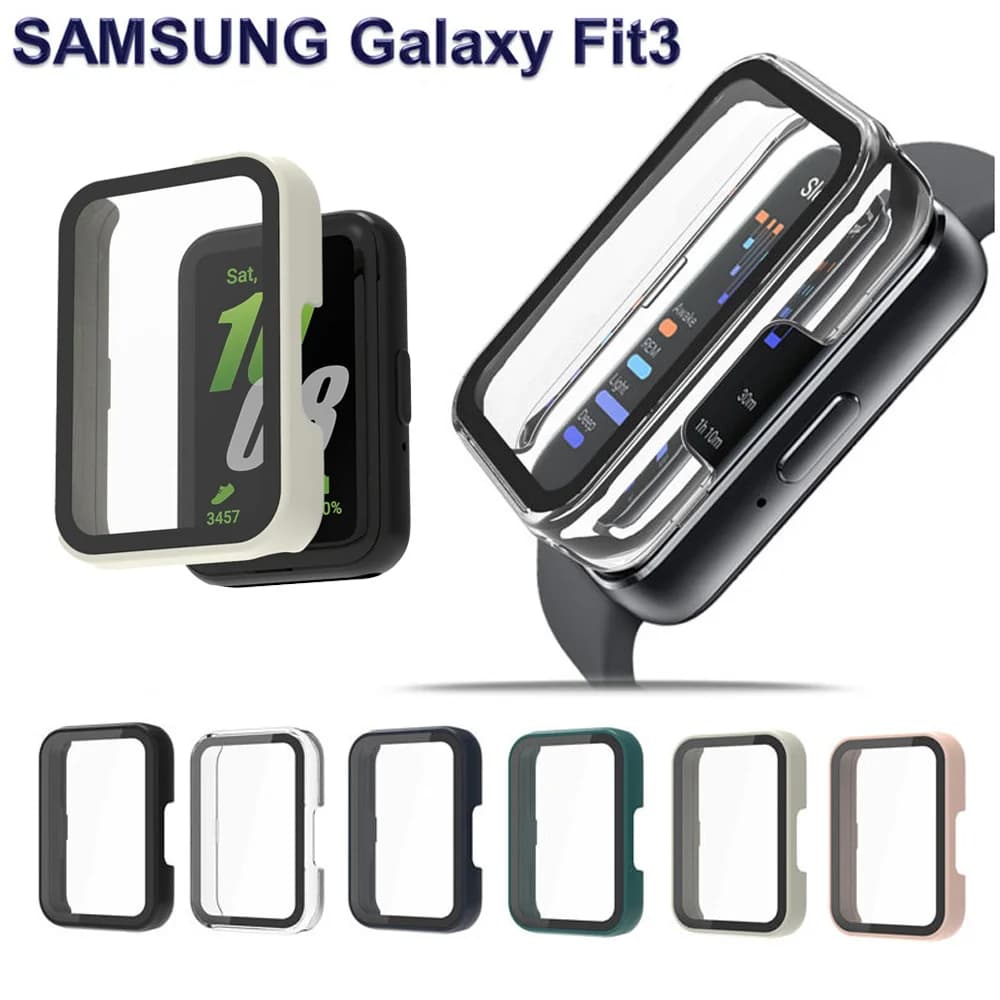 Vetro+Cover per Samsung Galaxy Fit 3, Protezione Schermo in Vetro Temperato e Bumper Protettivo Rigido in PC per Accessori Galaxy Fit3