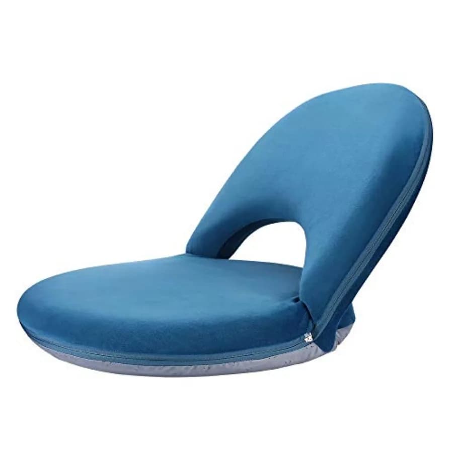 Floor Chair Adjustable Back Support Chair Foldable Meditation Seating Suede-Like Fabric Multiangle Cushioned Recliner for Adult