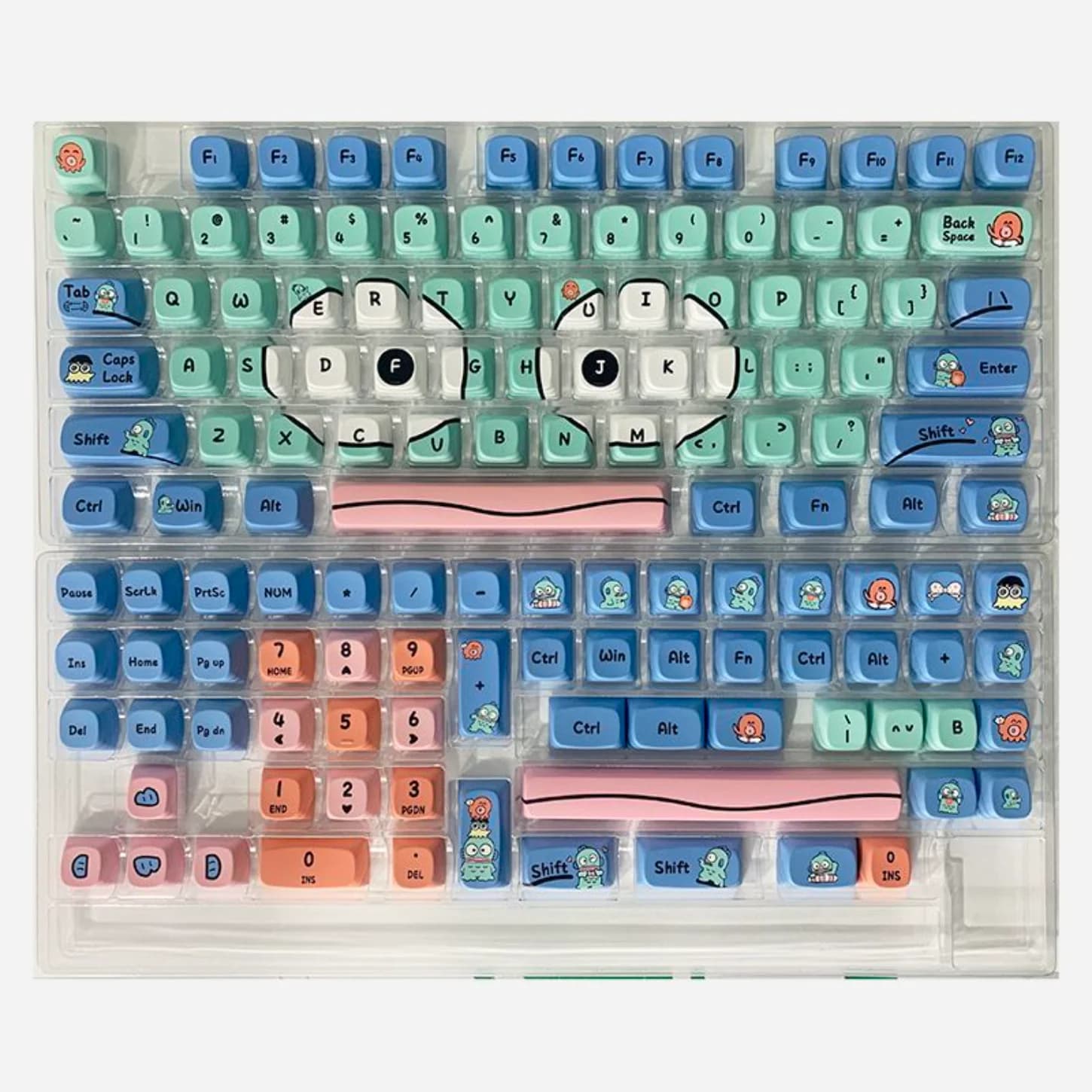 Keycap XDA PBT a forma di pesce giallo simpatico e divertente, 140 tasti personalizzati per tastiere meccaniche da gaming con switch 60/84/98/108MX