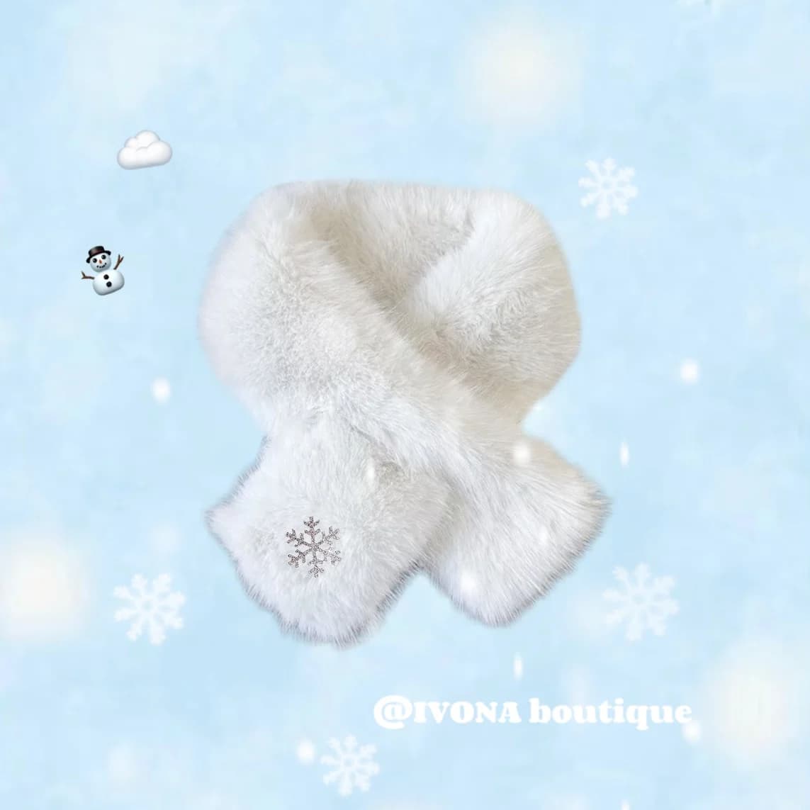 Originale giapponese morbido ragazza carino fiocco di neve inverno versatile strass peluche caldo Lolita sciarpa bianca donna