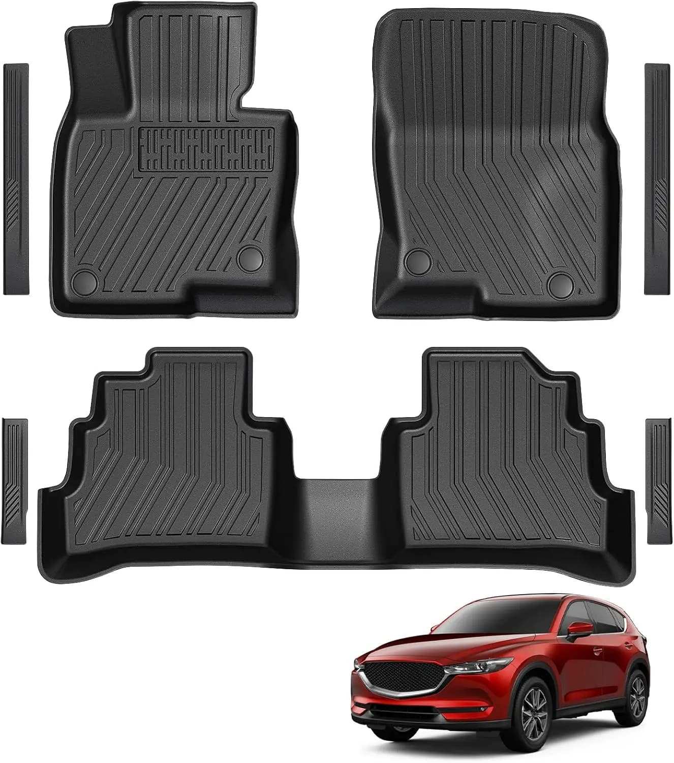 Tappetini in TPE per Mazda CX-5 2017-2025, Resistenti a Tutte le Condizioni Atmosferiche con Protezioni Battitacco