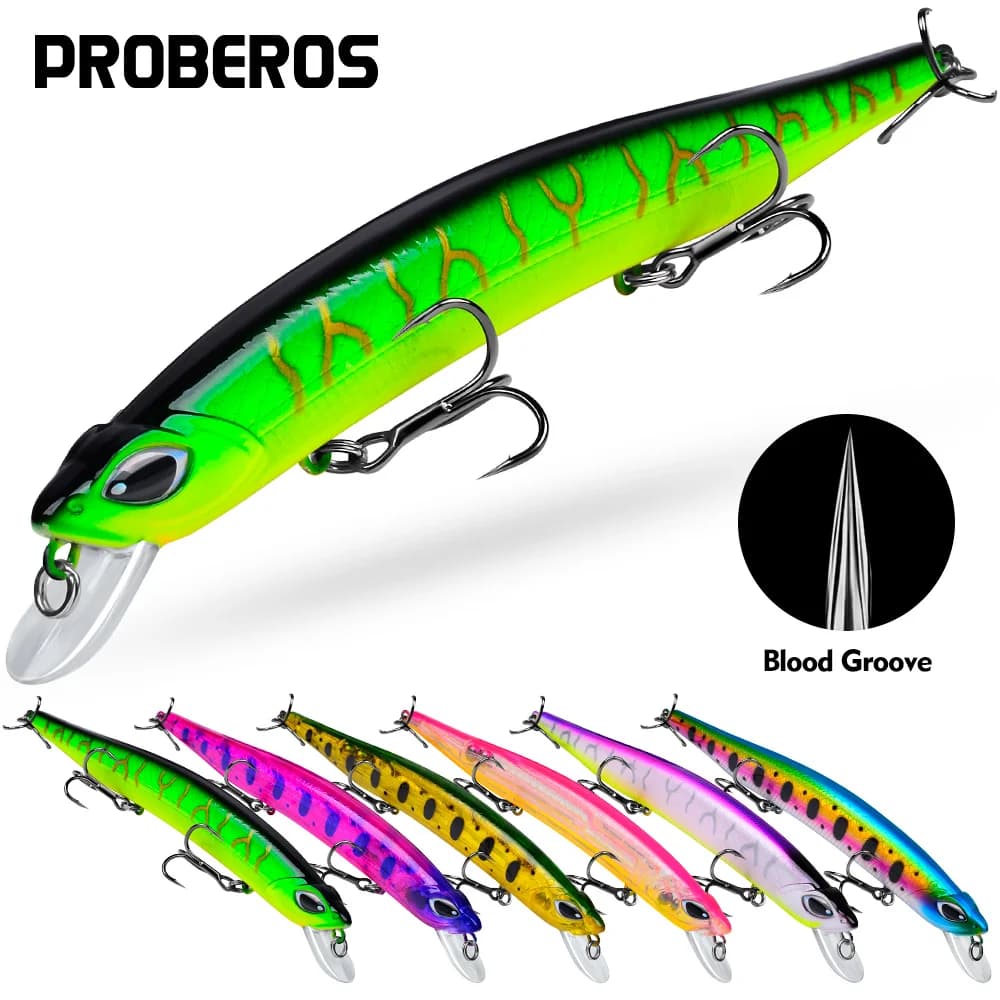 1pc Floating Fishing Lure Big Minnow Walleye Crank Bait Bass Artificial Fishing Hard Bait Fishing Tackle Hook