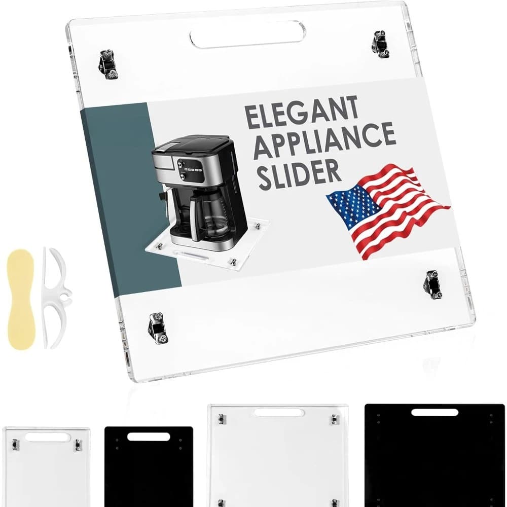 Acrylic sliding tray for coffee maker under the cabinet organizer with silent wheels Space for heavy appliances easy to slide