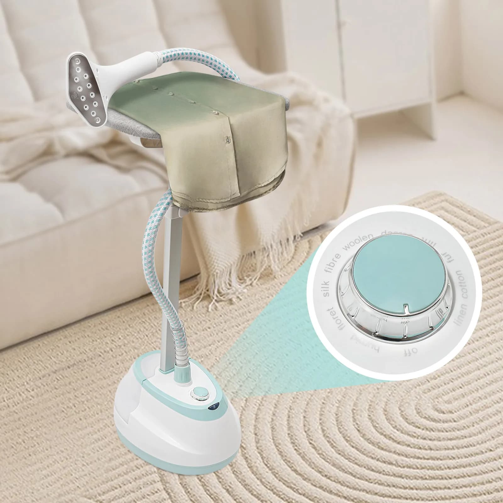 Ferro da Stiro Verticale a Vapore da 1350W con Asse, Stiratrice Professionale a 10 Livelli per Vestiti