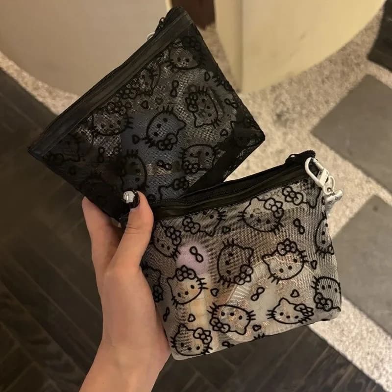 Nuova Borsa Portaoggetti in Rete Sanrio Hello Kitty 2026, Portamonete Portatile con Cerniera, Borsa Creativa per Auricolari, Simpatica Borsa Cosmetica per Ragazze