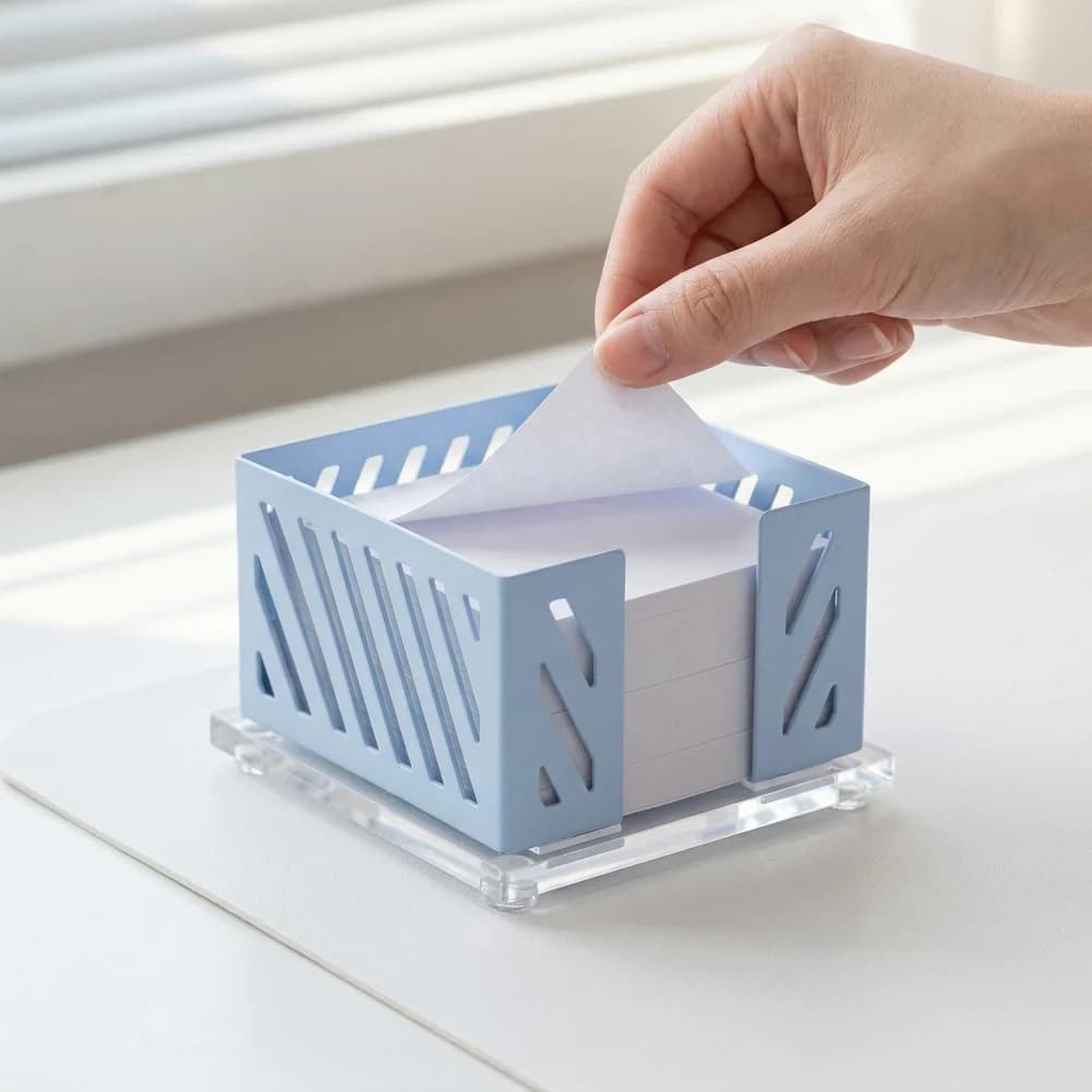 Organizzatore da Scrivania in Acrilico, Porta Documenti e Dispenser per Appunti in Ferro per Ufficio, Casa e Aula