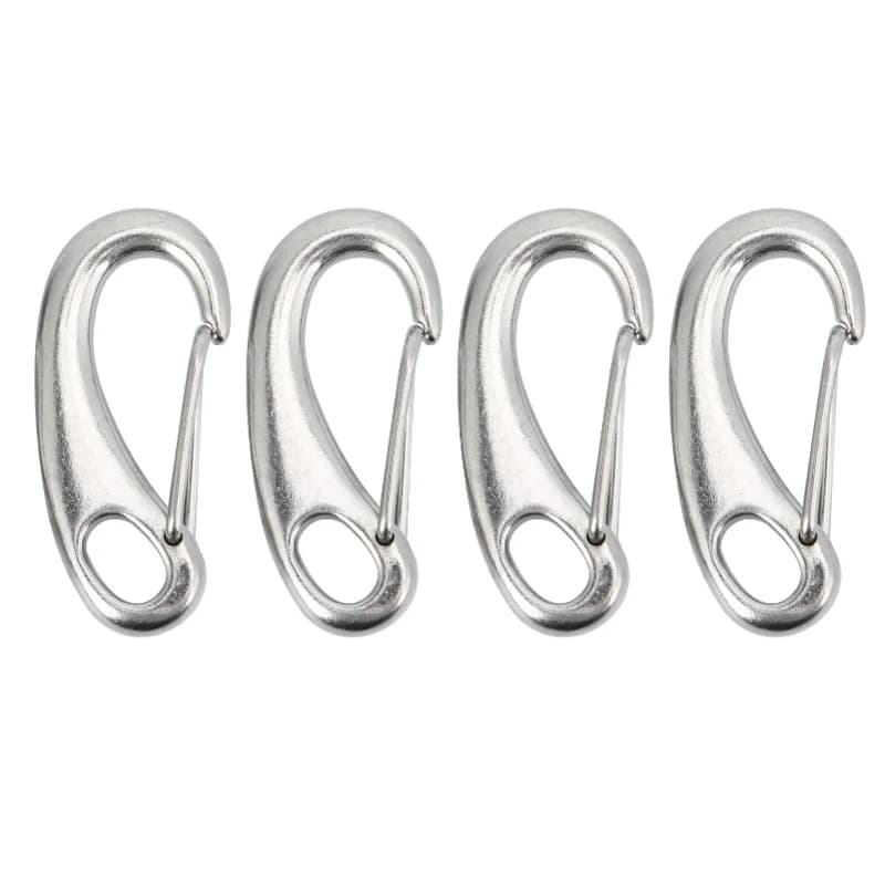4pcs 70mm Heavy Duty Snap Rope Hook Stainless Steel Spring Snap Hook Clip Marine Grade Carabiner